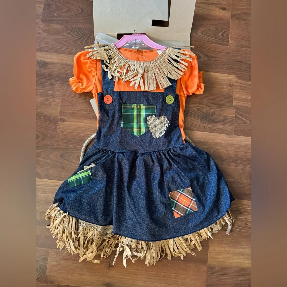 Fun World Scarecrow Multi-Color Halloween Costume‎ Set, Girls, 6/6X - Picture 3 of 7